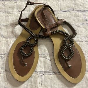 KENNETH COLE REACTION SPIRALING THONG FLAT SANDALS BROWN WOMEN’S SIZE 8.5M